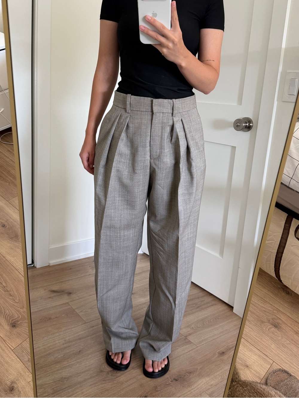 low-rise wool trousers